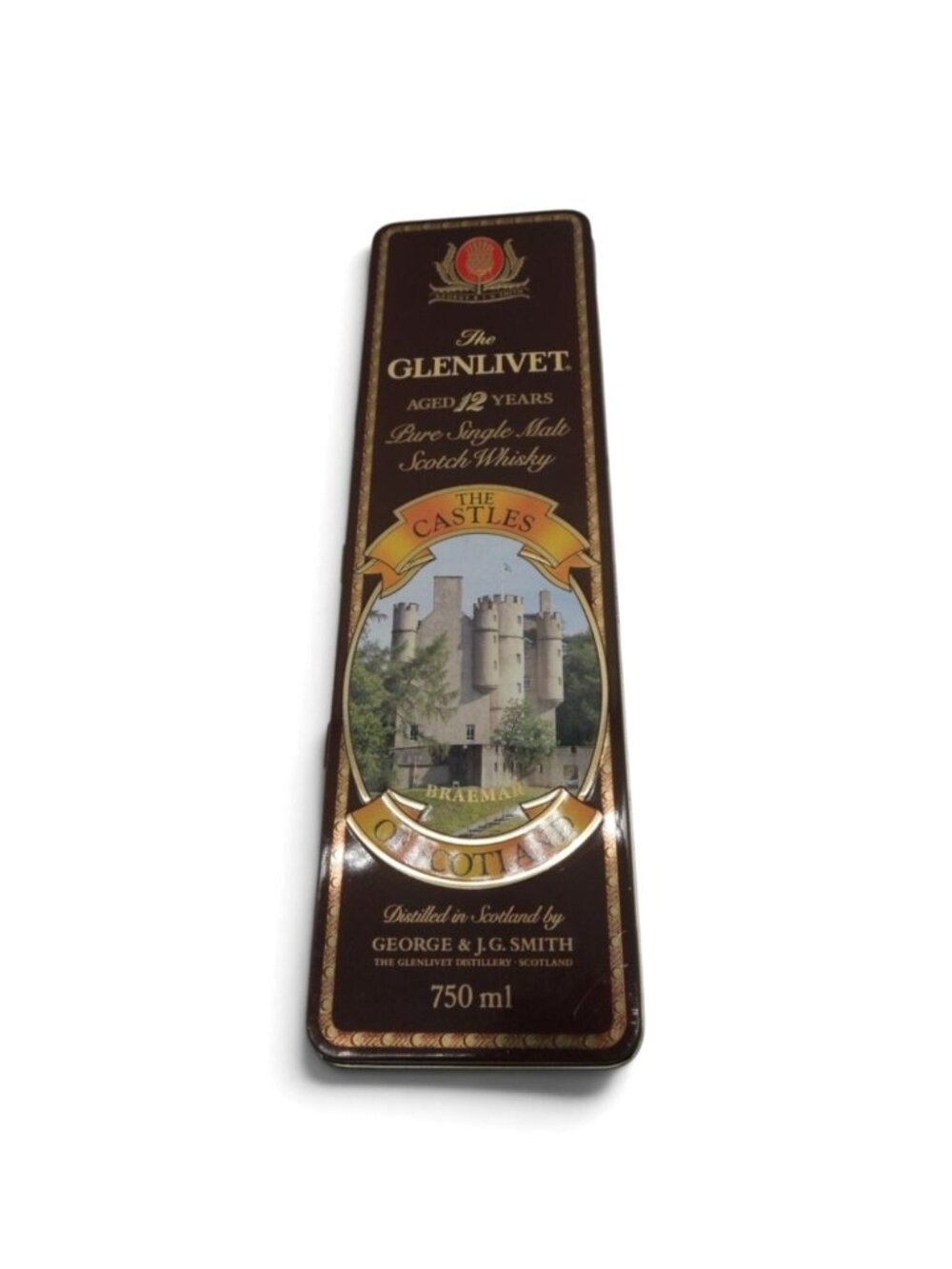 Vintage Glenlivet 12 Year Castles of Scotland Embossed Whiskey Tin Collector 12"